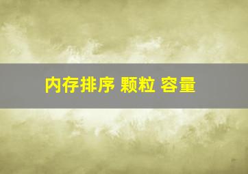 内存排序 颗粒 容量